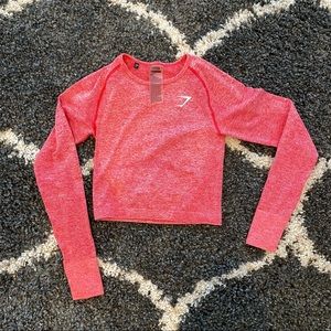 Pink marl Long sleeve seamless Gymshark Crop top